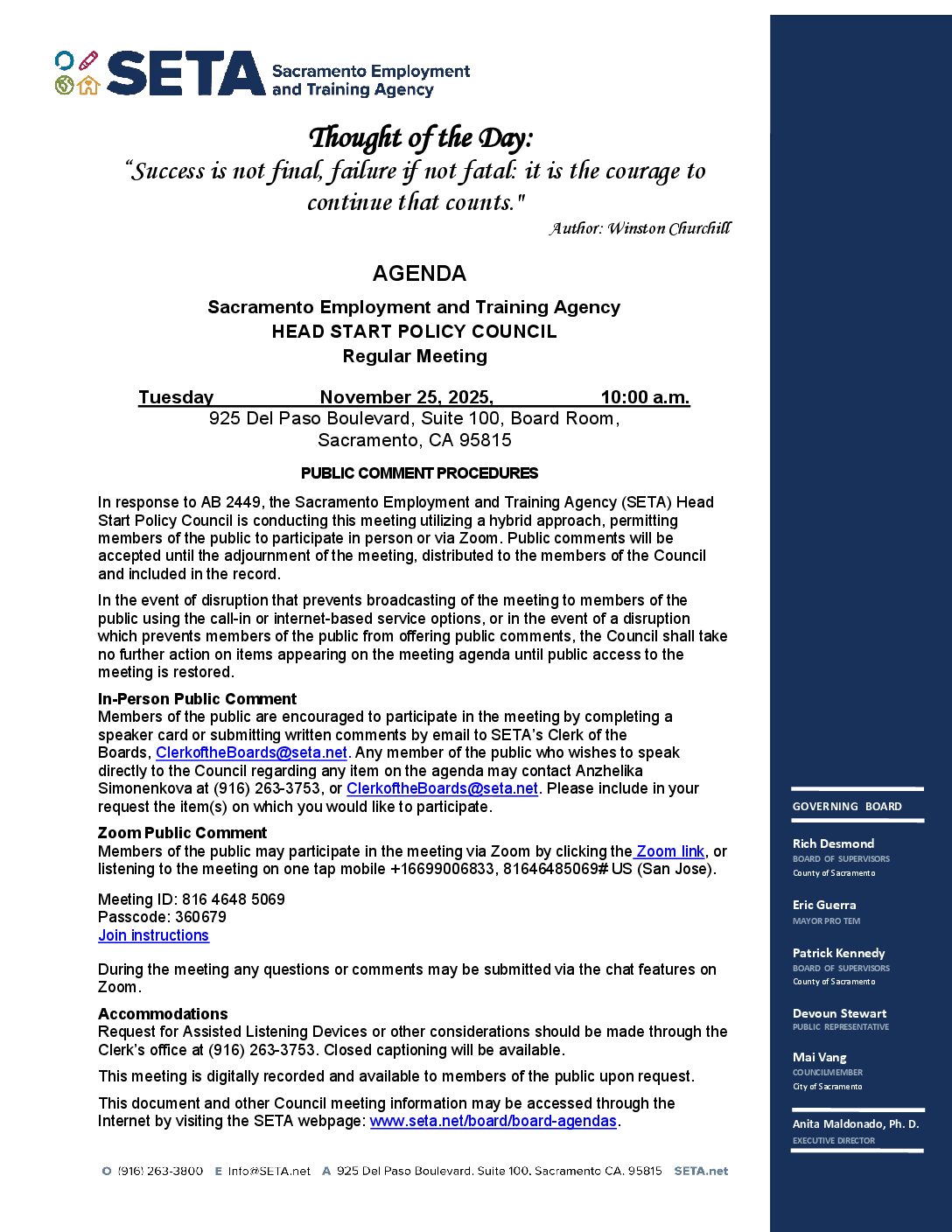 Head Start/Early Head Start Policy Council 11/25/2025